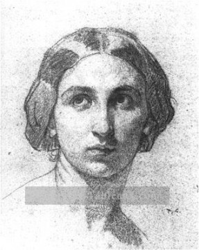  Femme Art - Tête d’une femme 1853 figure peintre Thomas Couture